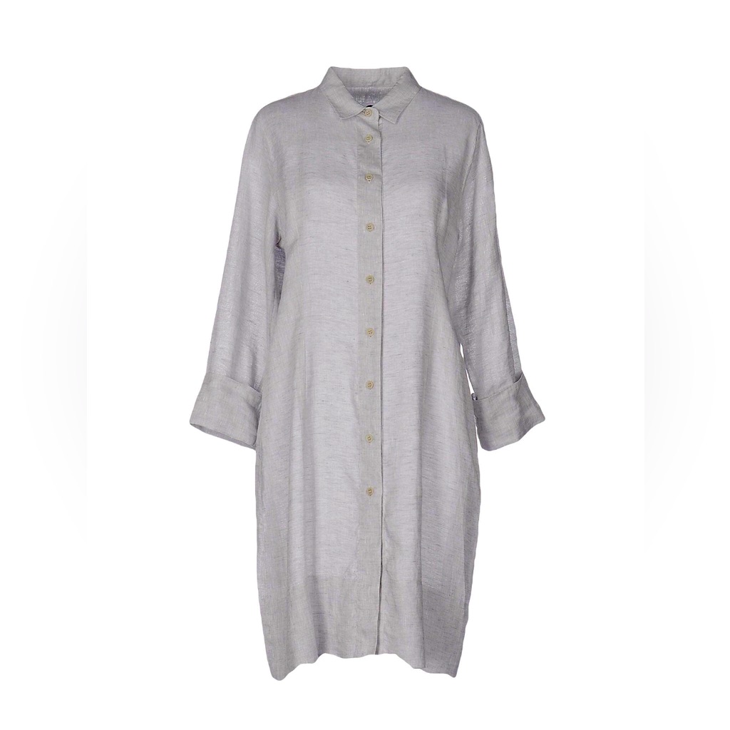 Brand New Italian Classic Linen Shirt Grey Dress Size It 46